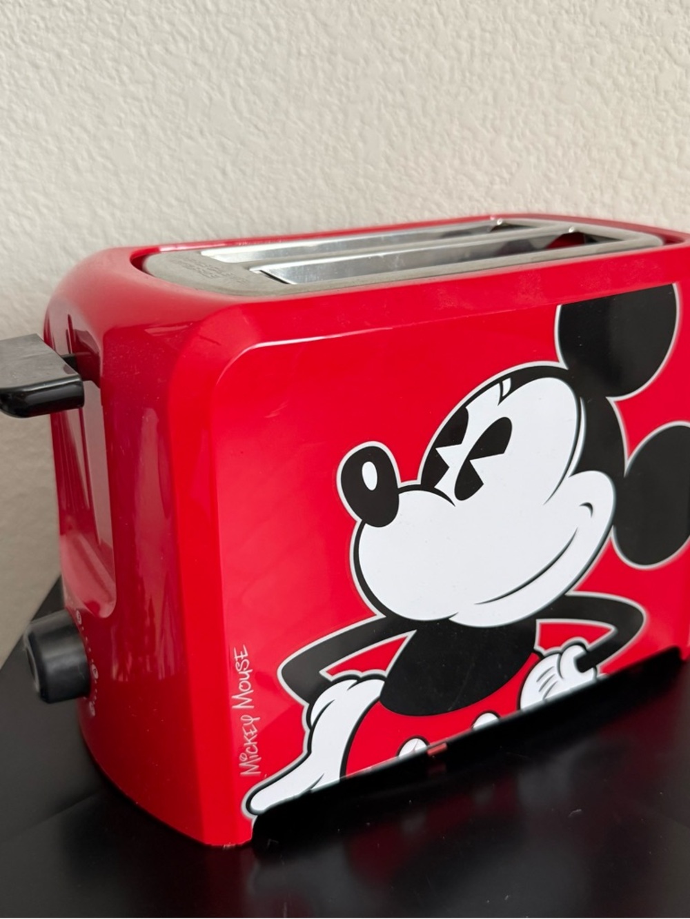 Disney Red Mickey Mouse Toaster with Black & White Graphic